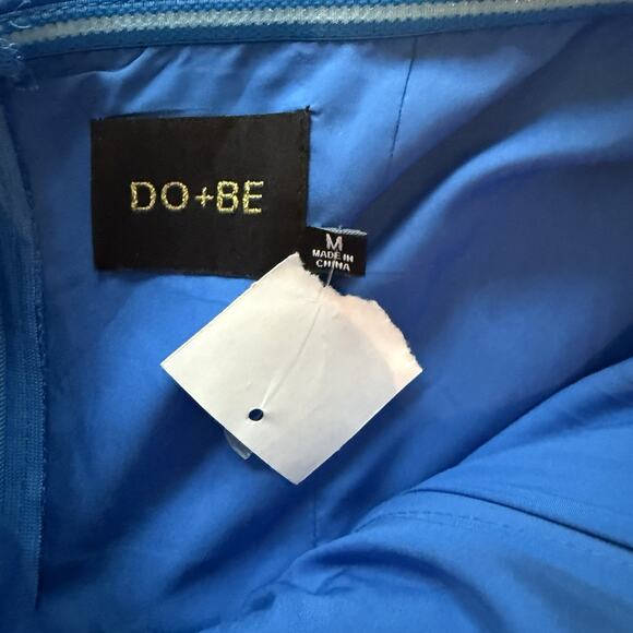 Do and Be Strapless Dress Satin Blue Asymmetrical Hem Elegant Cocktail Size M - Picture 6 of 8